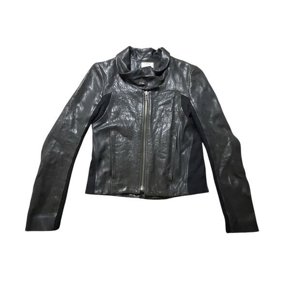 Helmut Lang Jacket Womens Petite Small Black Lane Crawford Lamb Leather Moto USA